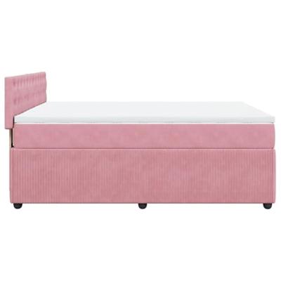 Boxspring met matras fluweel roze 140x200 cm