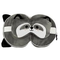 Relaxeazzz Pluche Wasbeer Rond Reiskussen & Slaapmasker - thumbnail