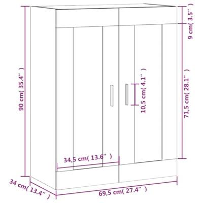 Wandkast 69,5x34x90 cm bewerkt hout wit