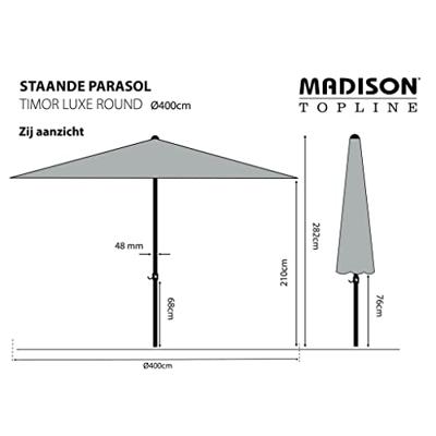 Grote Parasol Timor 400 cm zonder Volant Ecru van Madison - thumbnail