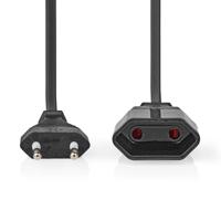 Stroomkabel | Euro Male | Euro Female | Recht | Recht | Vernikkeld | 5.00 m | Rond | PVC | Zwart - thumbnail