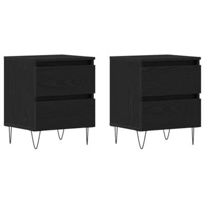 Nachtkastje 2 pcs Zwart eiken 40 x 35 x 50 cm Bewerkt hout