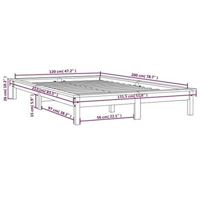 Bedframe massief grenenhout grijs 120x200 cm Bedframe massief grenenhout grijs 120x200 cm