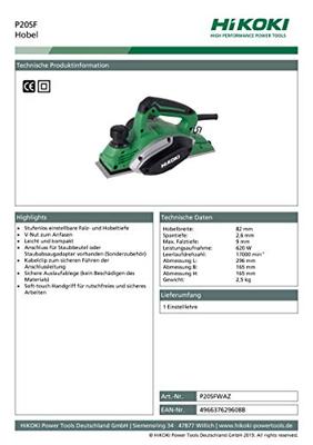 Hikoki P20SFWAZ Schaafmachine | 230V | 620W | 82mm | In doos - P20SFWAZ