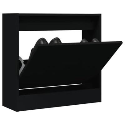 VidaXL Schoenenkast 60x21x57 cm bewerkt hout zwart VidaXL Schoenenkast 60x21x57 cm bewerkt hout zwart