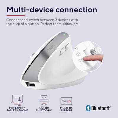 Trust BAYO+ Muis Bluetooth Optisch Wit 6 Toetsen 2400 dpi Geïntegreerd scrollwiel Trust BAYO+ Muis Bluetooth Optisch Wit 6 Toetsen 2400 dpi Geïntegreerd scrollwiel