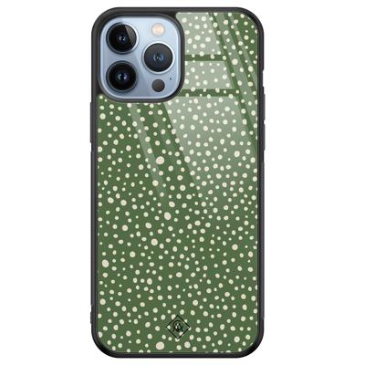 iPhone 13 Pro Max glazen hardcase - Green dots iPhone 13 Pro Max glazen hardcase - Green dots