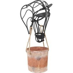 Planthouder 37x20x72 cm Bruin Ijzer Paard Rond Plantenstandaard