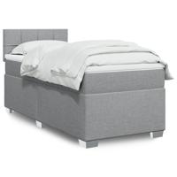 Boxspring met matras stof lichtgrijs 90x190 cm - thumbnail