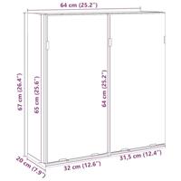 Badkamerspiegelkast 64x20x66,5 cm bewerkt hout artisanaal eiken - thumbnail