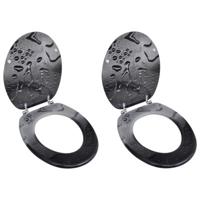 Toiletbrillen met deksels 2 st water MDF - thumbnail