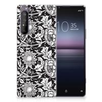 Sony Xperia 1 II TPU Case Black Flowers - thumbnail