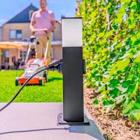 Rustic S Buitenstopcontactpaal 42cm - LED sokkellamp met buitenstopcontact - 2 stopcontacten - IP44 waterdicht - E27 fitting - Zwart - Tuinlantaarn - thumbnail