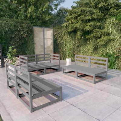 6-delige Loungeset massief grenenhout grijs
