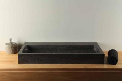 Wasbak Natuursteen Hardsteen Rechthoek 80x40 cm Zonder Kraangat | BE-007zk