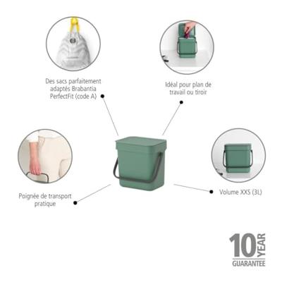 Brabantia Sort & Go Afvalbakje 3L Groen - thumbnail