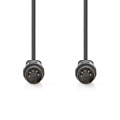 Nedis DIN-Audiokabel | DIN 5-Pins Male | DIN 5-Pins Male | Vernikkeld | 1.00 m | Rond | PVC | Zwart | Label - CAGL20000BK10