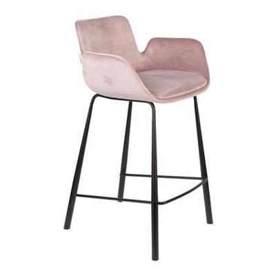 Zuiver Barstoel 'Brit' Velvet, kleur Roze (zithoogte 68cm)