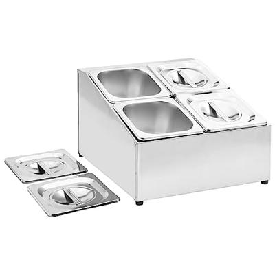 VidaXL Gastronormbakkenhouder met 4 gn 1/6 bakken roestvrij staal