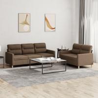 2-delige Loungeset met kussens stof bruin - thumbnail