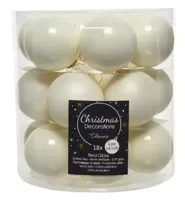 Decoris kerstballen glas Wolwit 4cm 18st - thumbnail