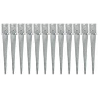Grondpinnen 12 st 10x10x76 cm gegalvaniseerd staal zilverkleurig - thumbnail
