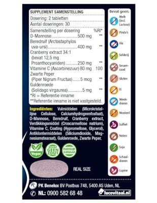 Lucovitaal D-mannose Cranberry Tabletten - thumbnail
