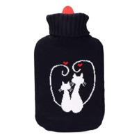 Warmwaterkruik EDM 76779 Zwart Zwart/Wit Wol 2 L - thumbnail