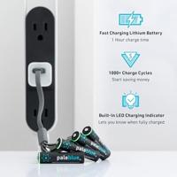 Pale Blue Li-Ion Rechargeabl AAA Battery 4 pack of AAA with 4x1 charging cable - thumbnail