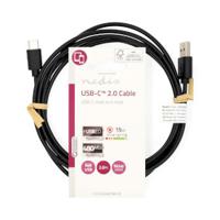 Nedis USB-Kabel | USB 2.0 | USB-A Male | USB-C Male | 2.5 W | 480 Mbps | Vernikkeld | 2.00 m | Rond | PVC | Zwart | Label - CCGL60601BK20 - thumbnail