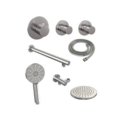 Brushed Edition thermostatische inbouw regendouche SET 07 - 20 cm douchekop & 3-standen handdouche