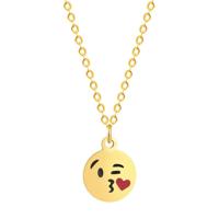 Heart Kiss 😘 Emoji ketting - Goud - thumbnail