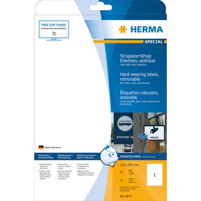 Etiket herma 4577 210x297mm a4 folie wit 20st Etiket herma 4577 210x297mm a4 folie wit 20st