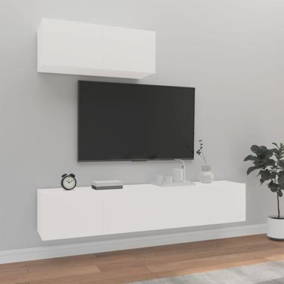 3-delige Tv-meubelset bewerkt hout wit