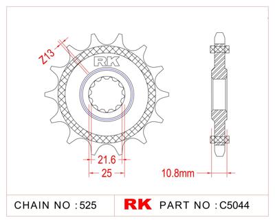 RK Sprocket 525 16z rubberized