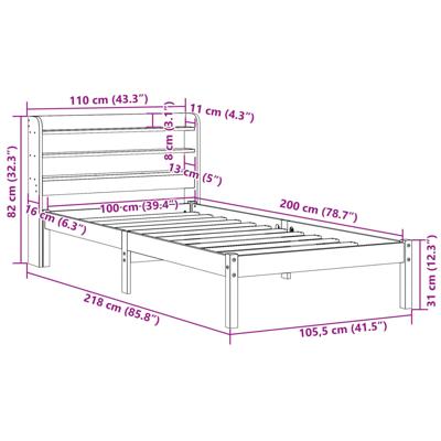 Bedframe met hoofdbord massief grenenhout wasbruin 100x200 cm Bedframe met hoofdbord massief grenenhout wasbruin 100x200 cm