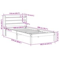 Bedframe met hoofdbord massief grenenhout wasbruin 100x200 cm - thumbnail