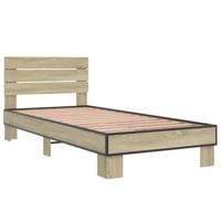 Bedframe bewerkt hout en metaal sonoma eikenkleurig 90x200 cm - thumbnail