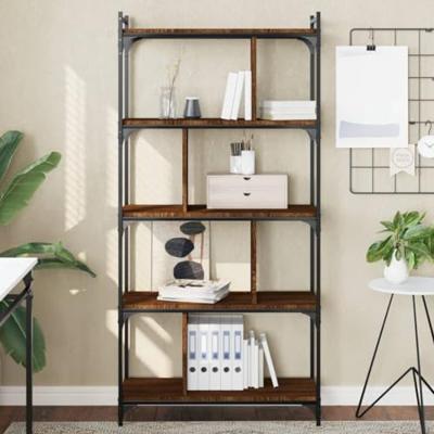 Boekenkast 5-laags 76x32x158 cm bewerkt hout bruin eikenkleur