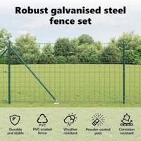 VidaXL Hek met paal groen 1 x 10 m staal - thumbnail