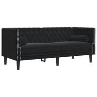 Tweezitsbank Chesterfield-stijl en bolsters fluweel zwart - thumbnail