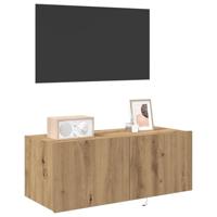 Tv-wandmeubel met LED-verlichting 80x35x31 cm artisanaal eiken - thumbnail
