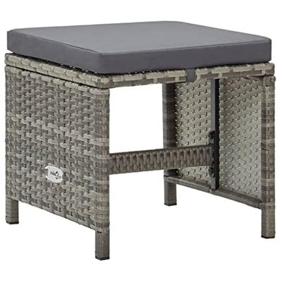 Tuinkrukken 4 st met kussens poly rattan grijs - thumbnail