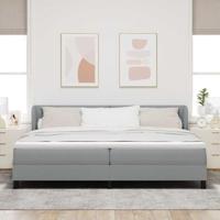 Boxspringbed met matras stof lichtgrijs 200x200 cm - thumbnail