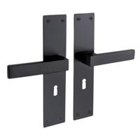 Mooi Deurbeslag Deurklink Nova zwart met schild en sleutelgat 55 mm - thumbnail