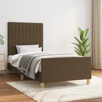 Bedframe zonder matras 90x190 cm stof donkerbruin - thumbnail