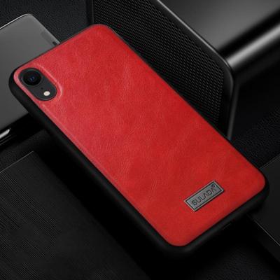 SULADA schokbestendig TPU + handgemaakte lederen case voor iPhone XR (rood) SULADA schokbestendig TPU + handgemaakte lederen case voor iPhone XR (rood)