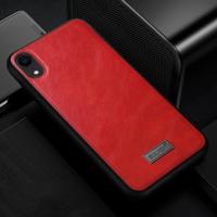 SULADA schokbestendig TPU + handgemaakte lederen case voor iPhone XR (rood) - thumbnail