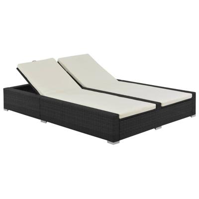 Ligbed tweepersoons poly rattan zwart