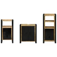 Badkamermeubelset met plank 3 pcs Bruin Massief Mango Hout - thumbnail